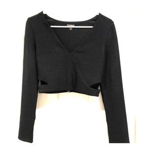 Black Long Sleeve Crop Top